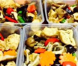Nấm xào đậu phụ chay